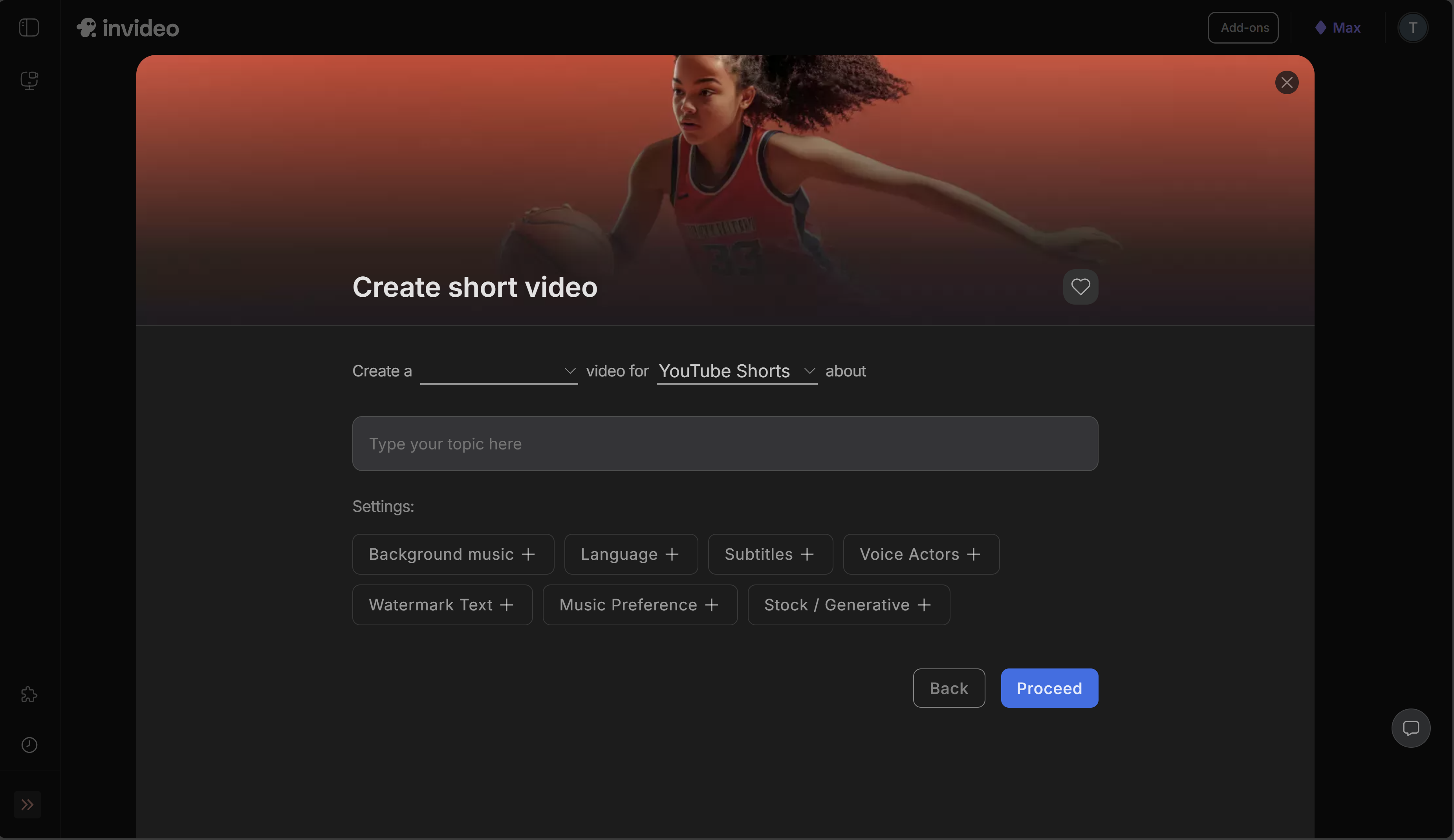 InVideo AI template selection
